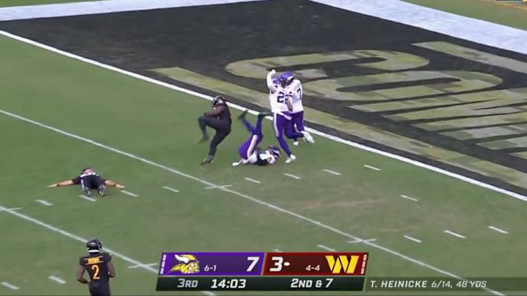 Watch: Curtis Samuel scores in triple coverage as Cam Bynum, ref collide